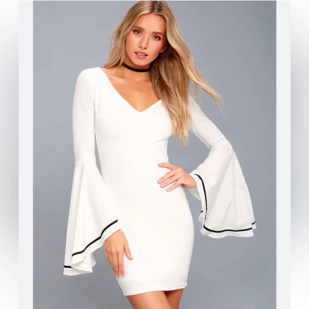 Lulu's White Bell Sleeve Dress